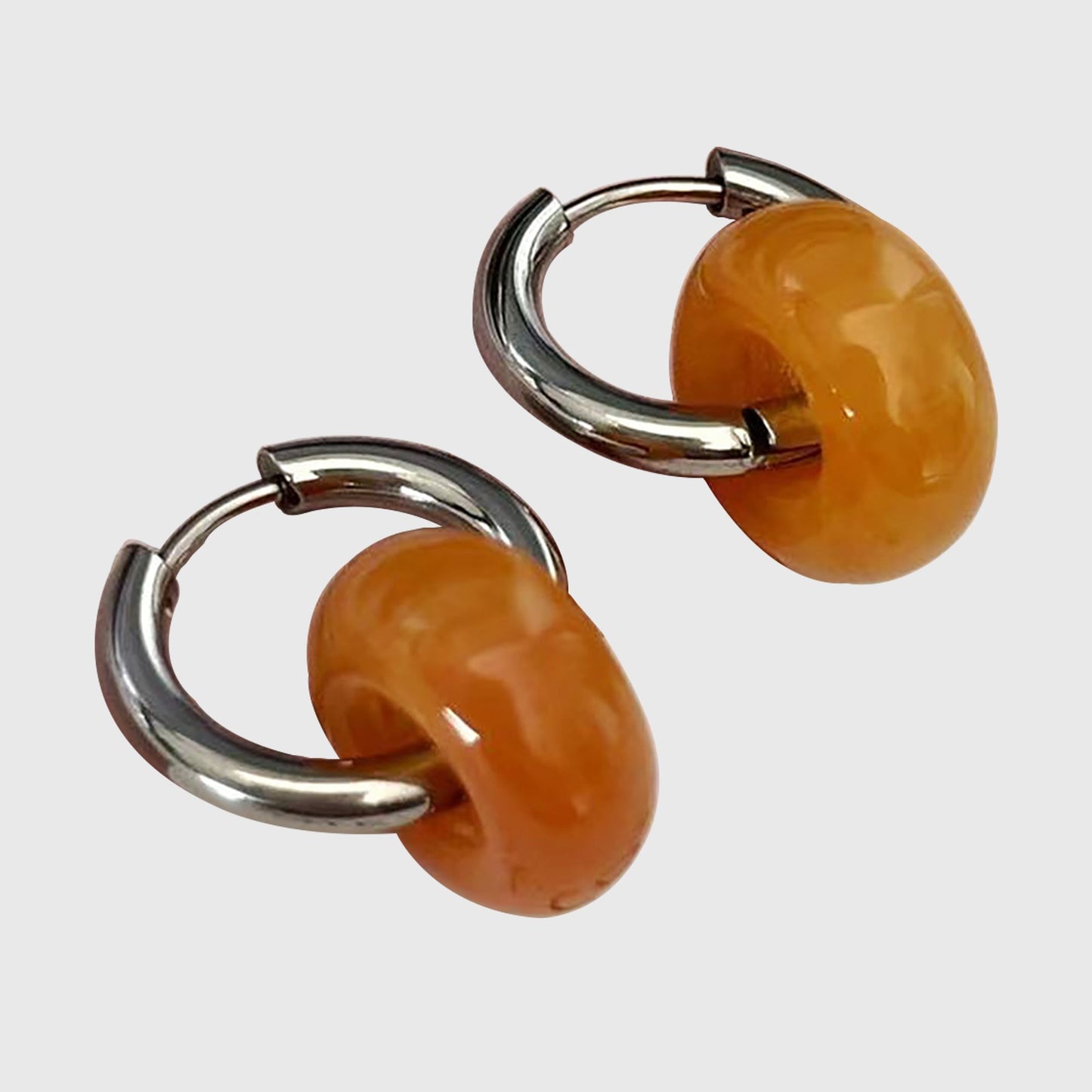 Women's Huggie Hoop Earrings with Gemstone Drop - Edgy Minimalist Statement Earrings