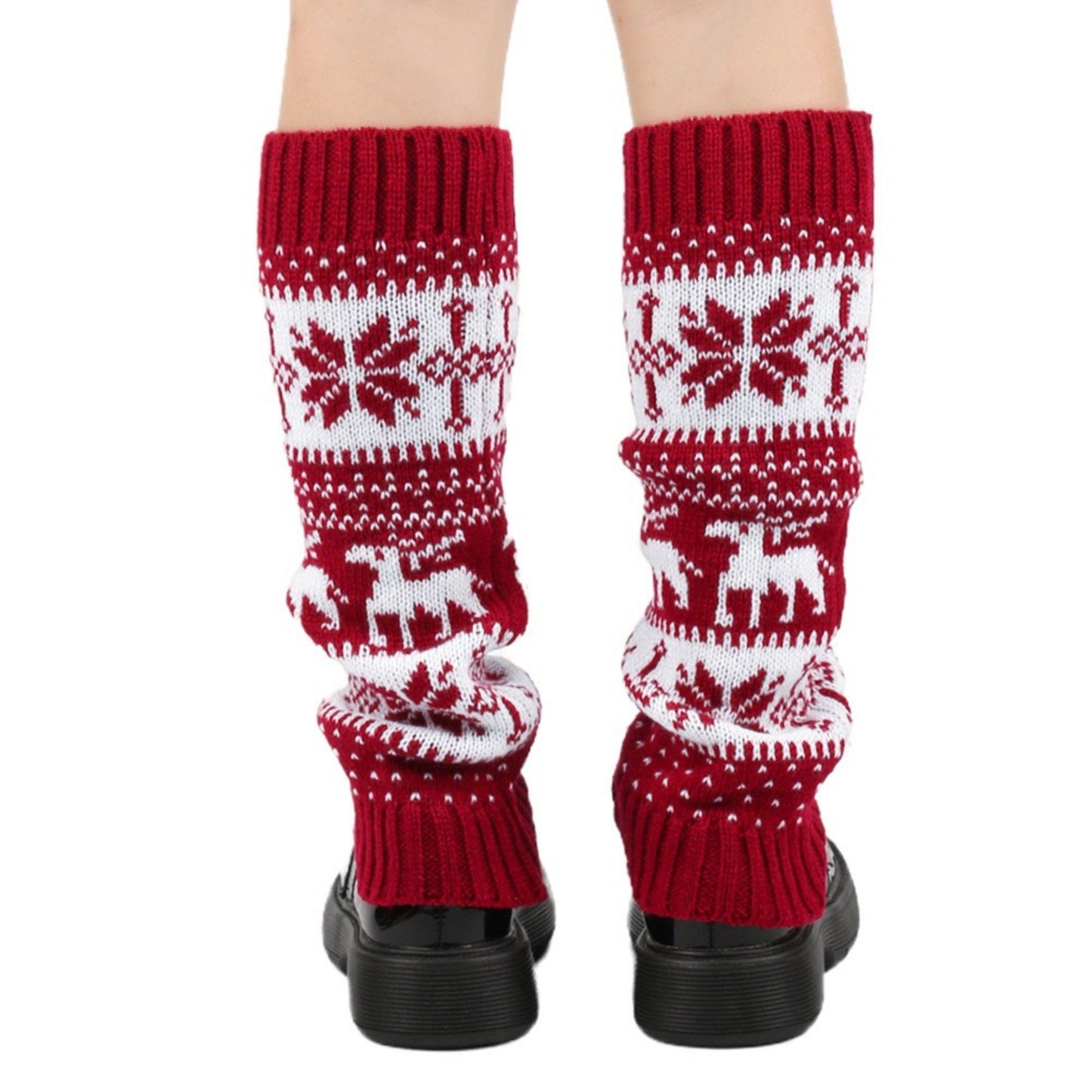 Fair Isle Knit Leg Warmers with Soft Stretch Ribbed Cuffs and Festive Patterned Design for Cozy Winter Layering