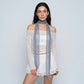 Sheer Crinkle Skinny Scarf with Raised Dot Texture and Long Neck Tie Design