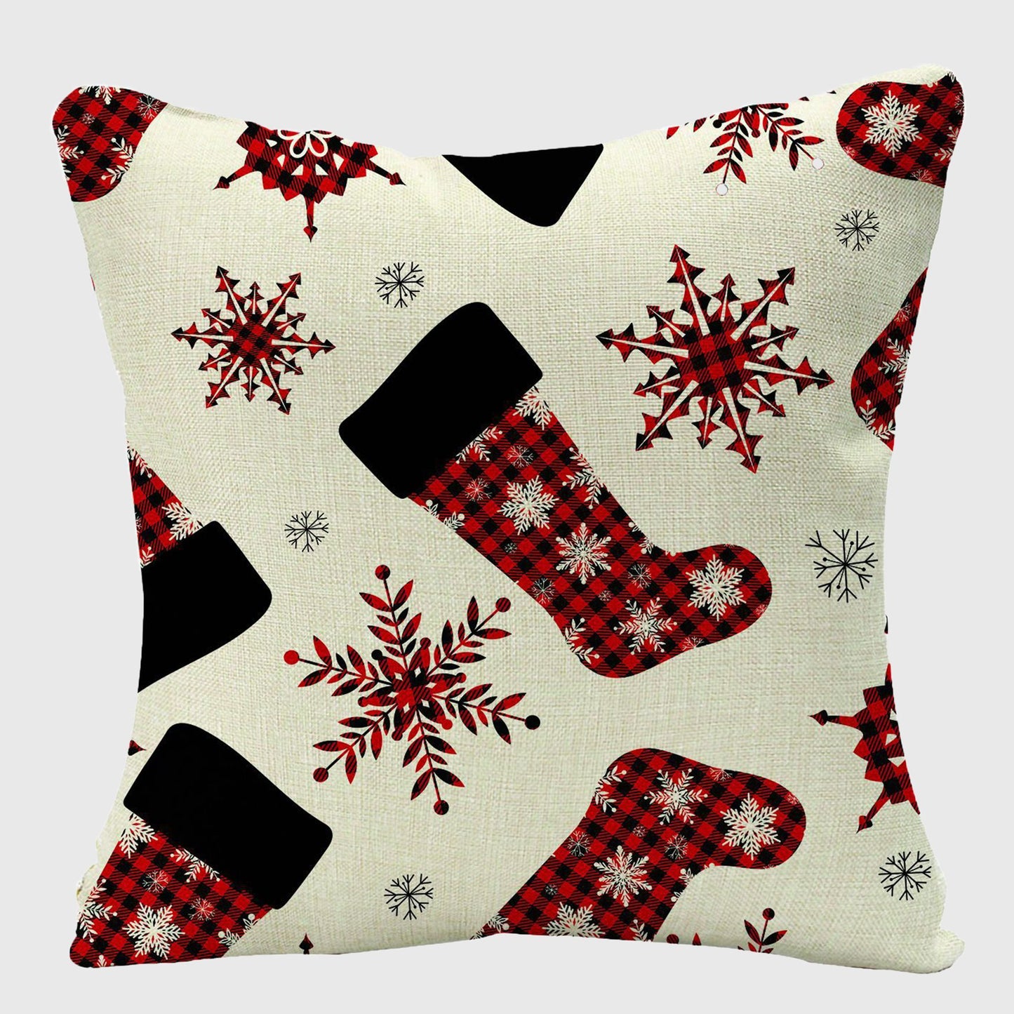 Christmas Gingham Throw Comfortable Pillow Cover 18x18in