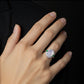 Women's White Jade Ring with Crystal Halo and Green Gemstone Accents