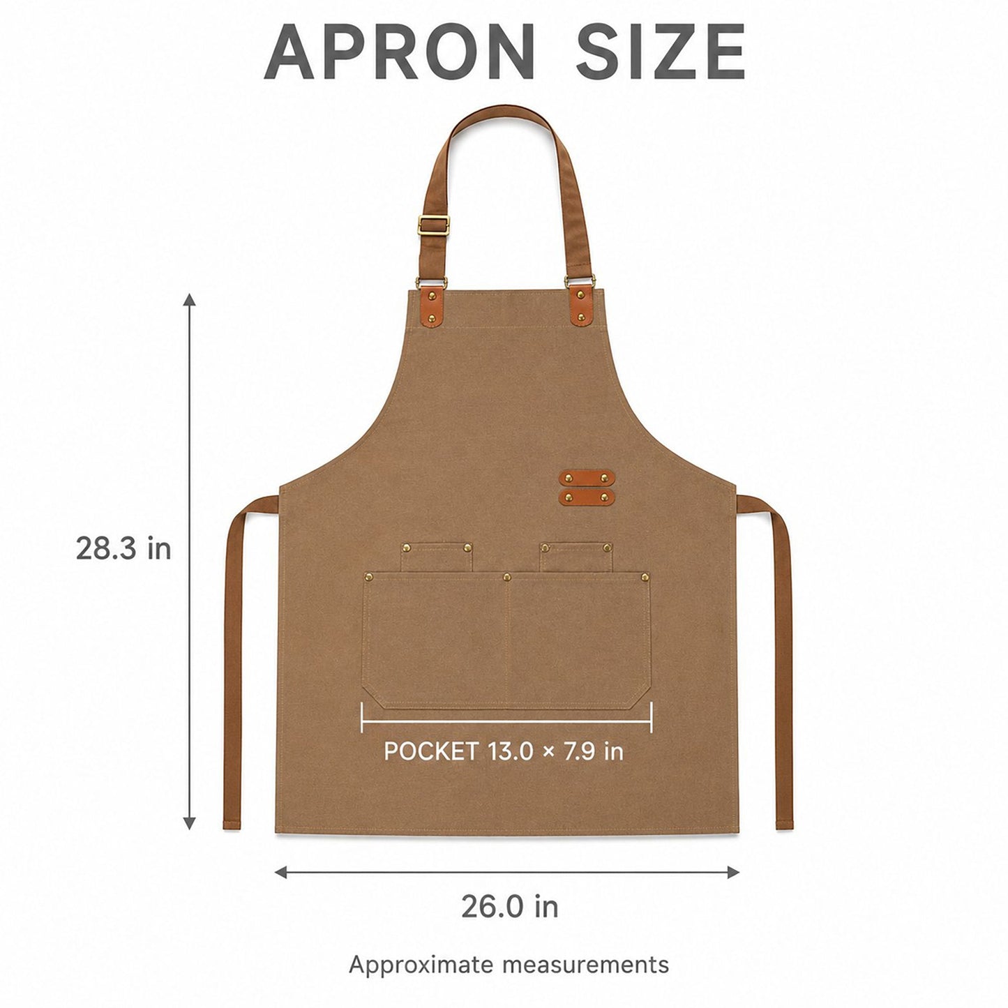 Water Resistant Canvas Bib Apron with Adjustable Straps and Pockets