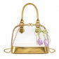 Clear PVC Mini Satchel Bag with Chain Strap and Floral Pearl Charm