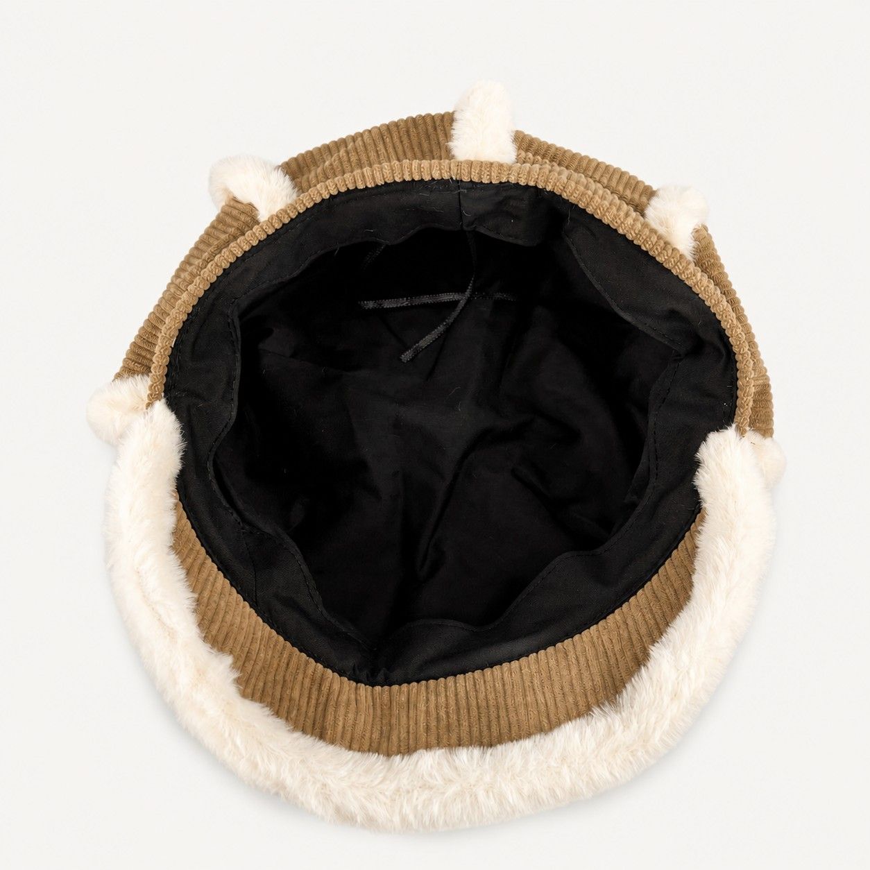 Corduroy Newsboy Cap Faux Fur Trim Baker Boy Hat Warm Casual Style