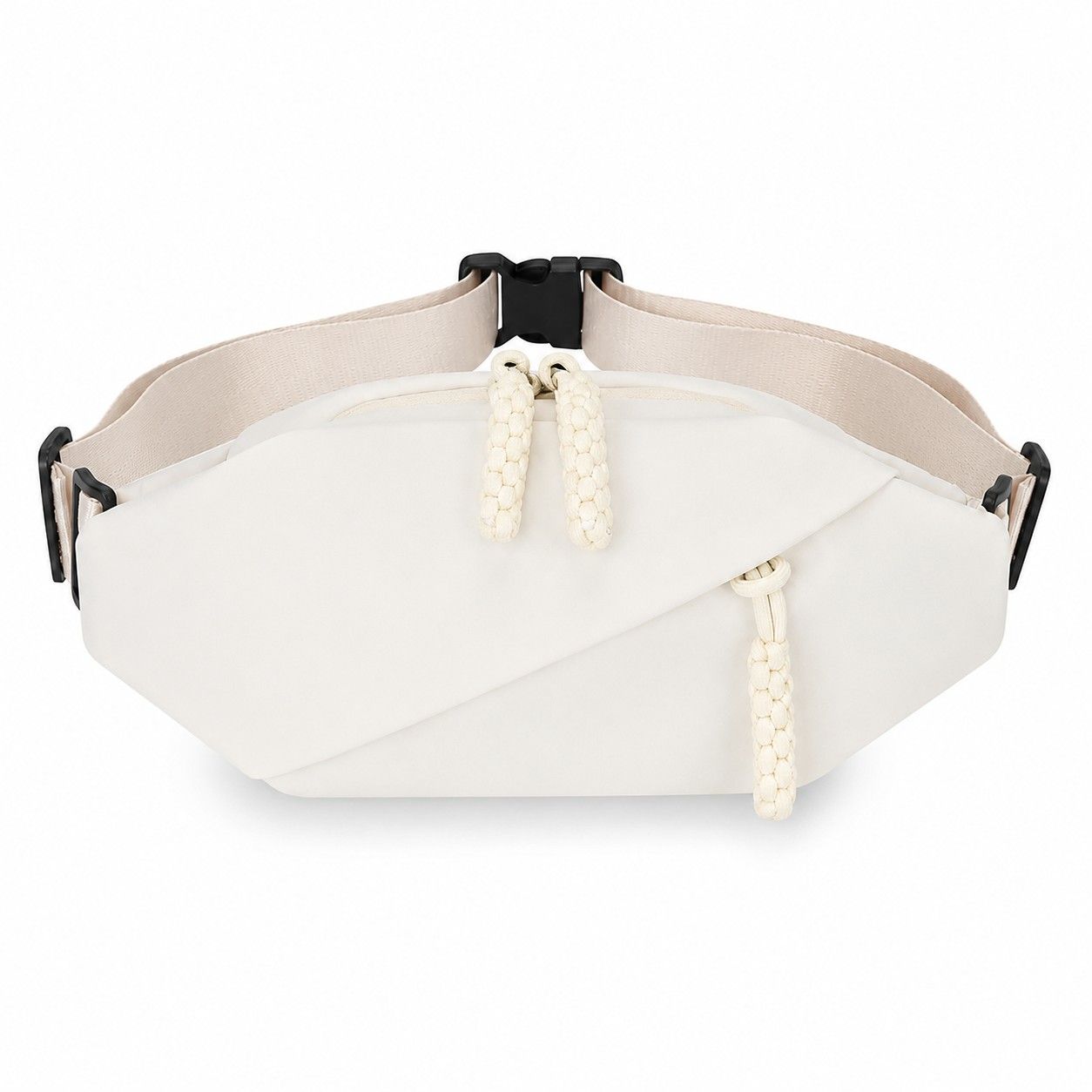 Crossbody Sling Waist Bag with Adjustable Strap Zip Closure and Braided Pulls