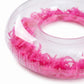 Clear Feather Inflatable Pool Ring with Blue Accent Fill