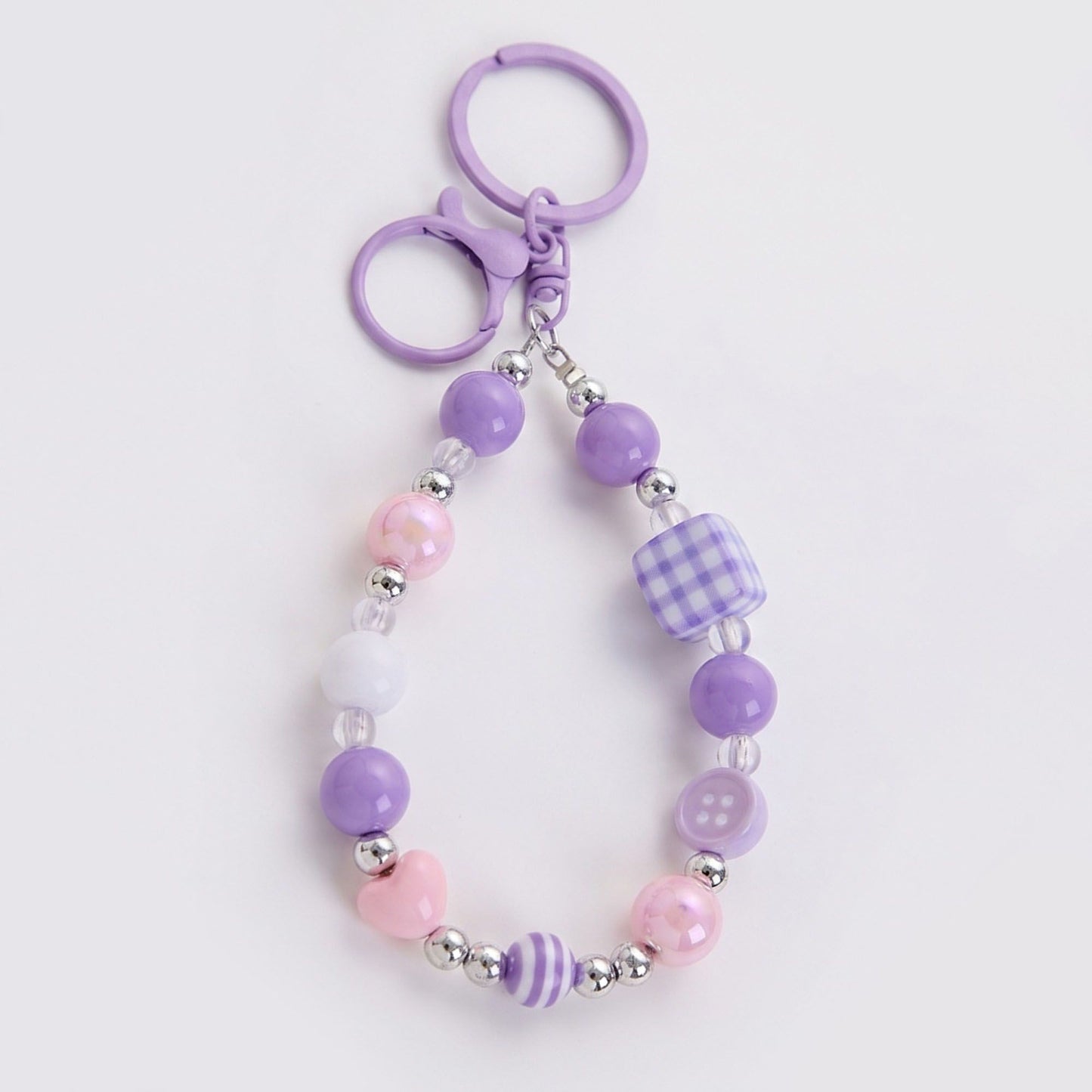 2-Piece Womens Beaded Bag Charm with Hanging Clip and Decorative Accents