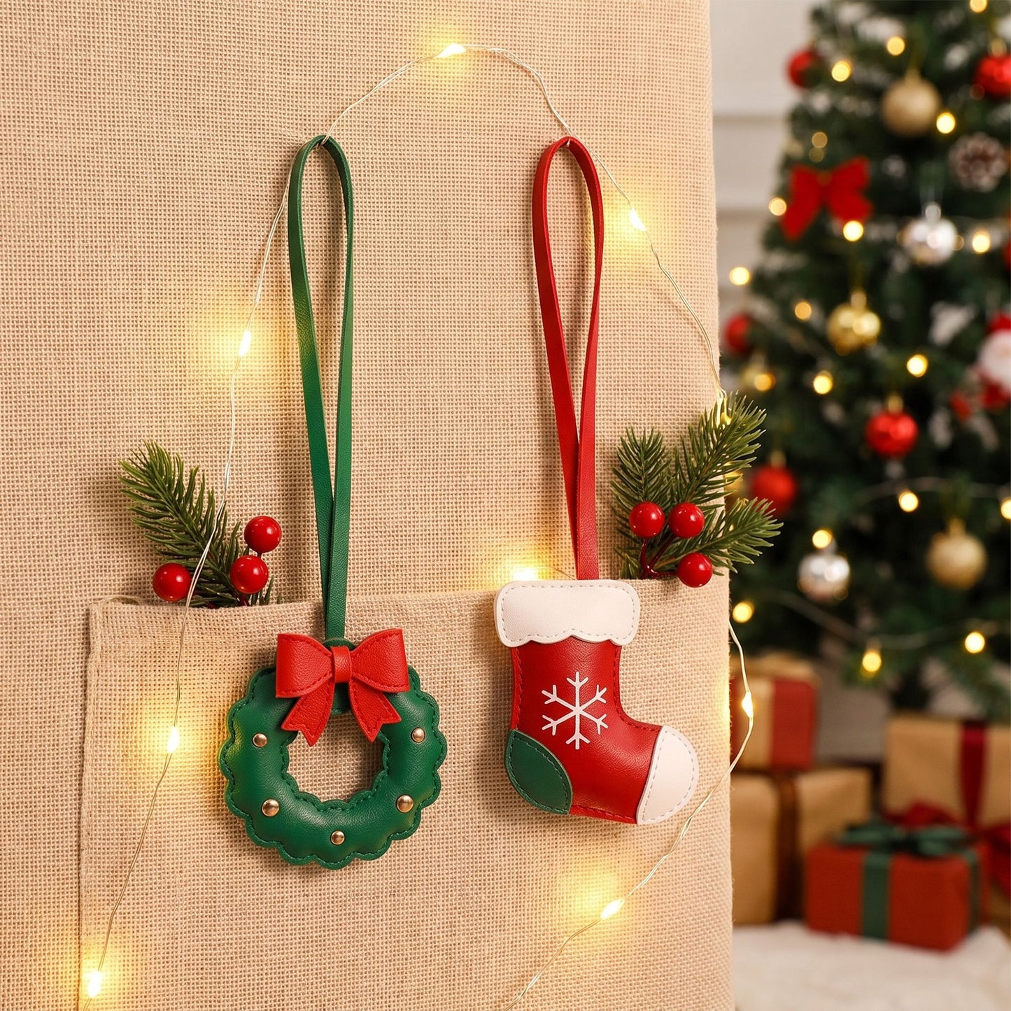 2 Piece Christmas Bag Charm Set with Hanging Loops