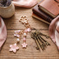 Enamel Cherry Blossom & Floral Multi-Charm Bag Charm Key Chain 4-Piece Set