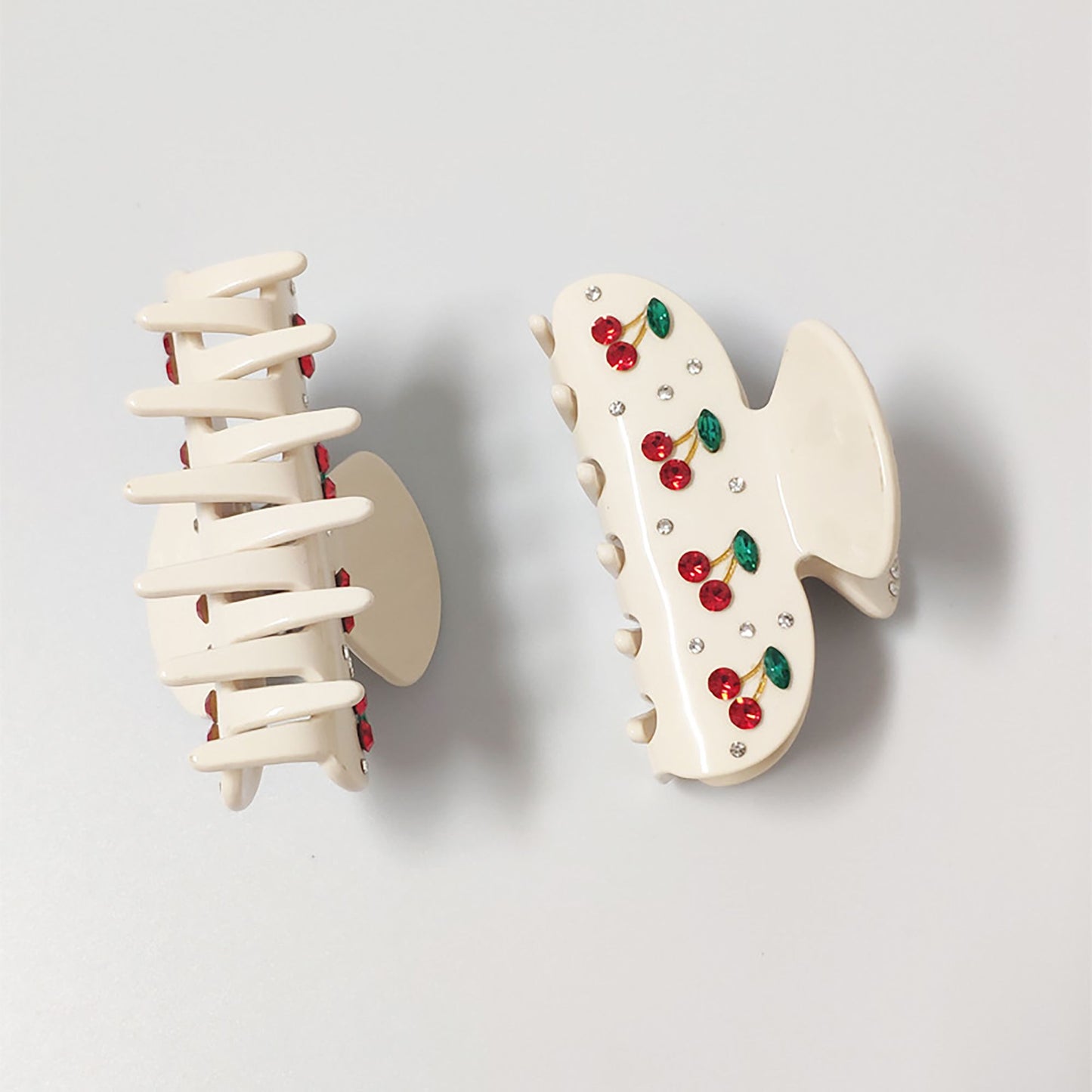 Cherry Print Acrylic Hair Claw Clip with Curved Design and Strong Grip