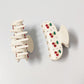Cherry Print Acrylic Hair Claw Clip with Curved Design and Strong Grip