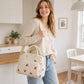 Printed Corduroy Lunch Bag with Adjustable Shoulder Strap