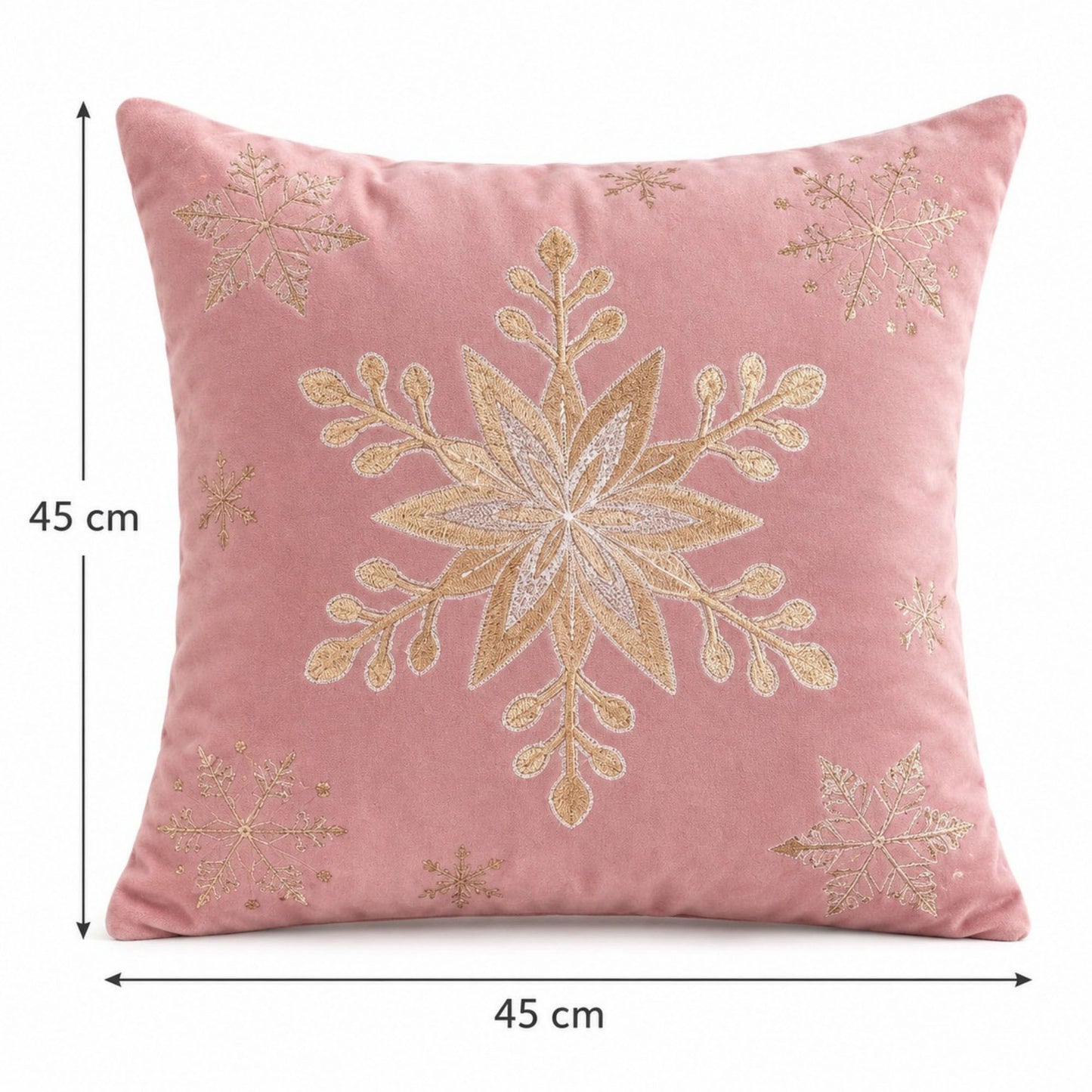 Snowflake Embroidered Decorative Throw Pillow Cover (Single Piece)