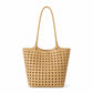 Woven Shoulder Bag with Cutout Design Soft Faux Leather Feel Tote and Inner Pouch