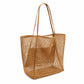 Mesh Tote Bag Large Capacity Lightweight Polyester Shoulder Handbag with Inner Pouch