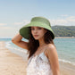 Women's Wide Brim Visor Hat with Bow Detail Adjustable Velcro Closure for Beach or Outdoor Protection