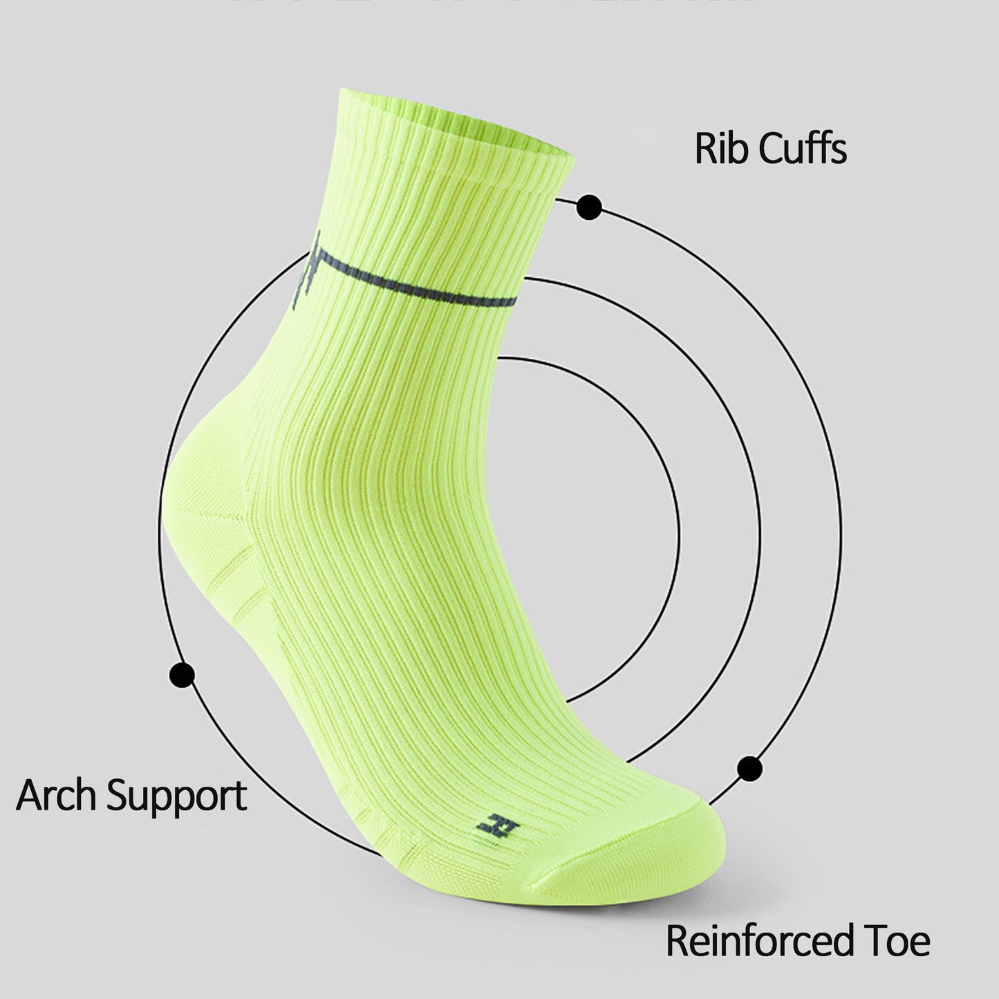 6pk Professional Athletic Socks - Ankle-Length Sports Socks with Elastic Cuff & Reinforced Design for Running & Gym