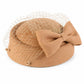 Bow Pillbox Fascinator Hat with Birdcage Veil