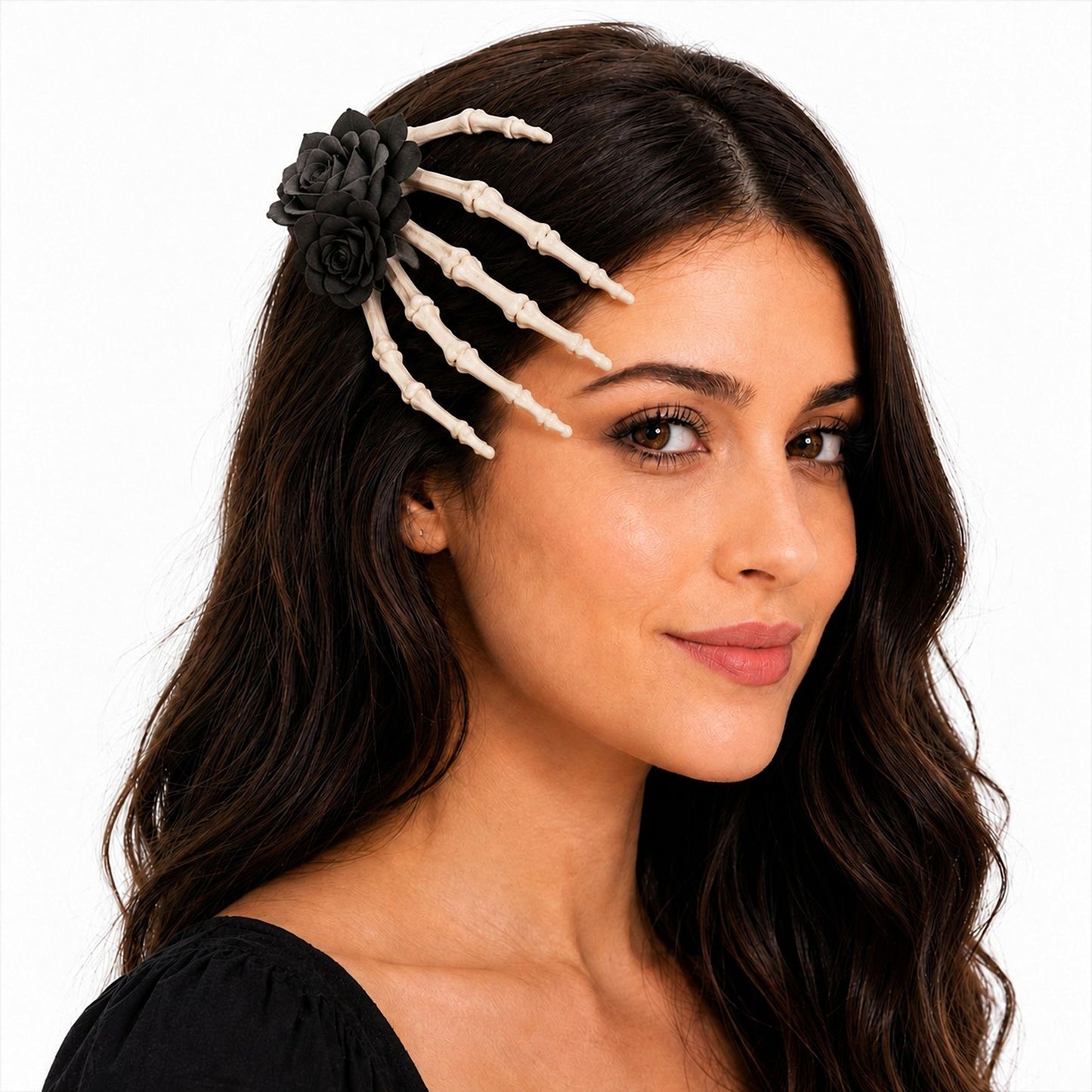 Halloween Skeleton Hand Rose Hair Clips 2pc