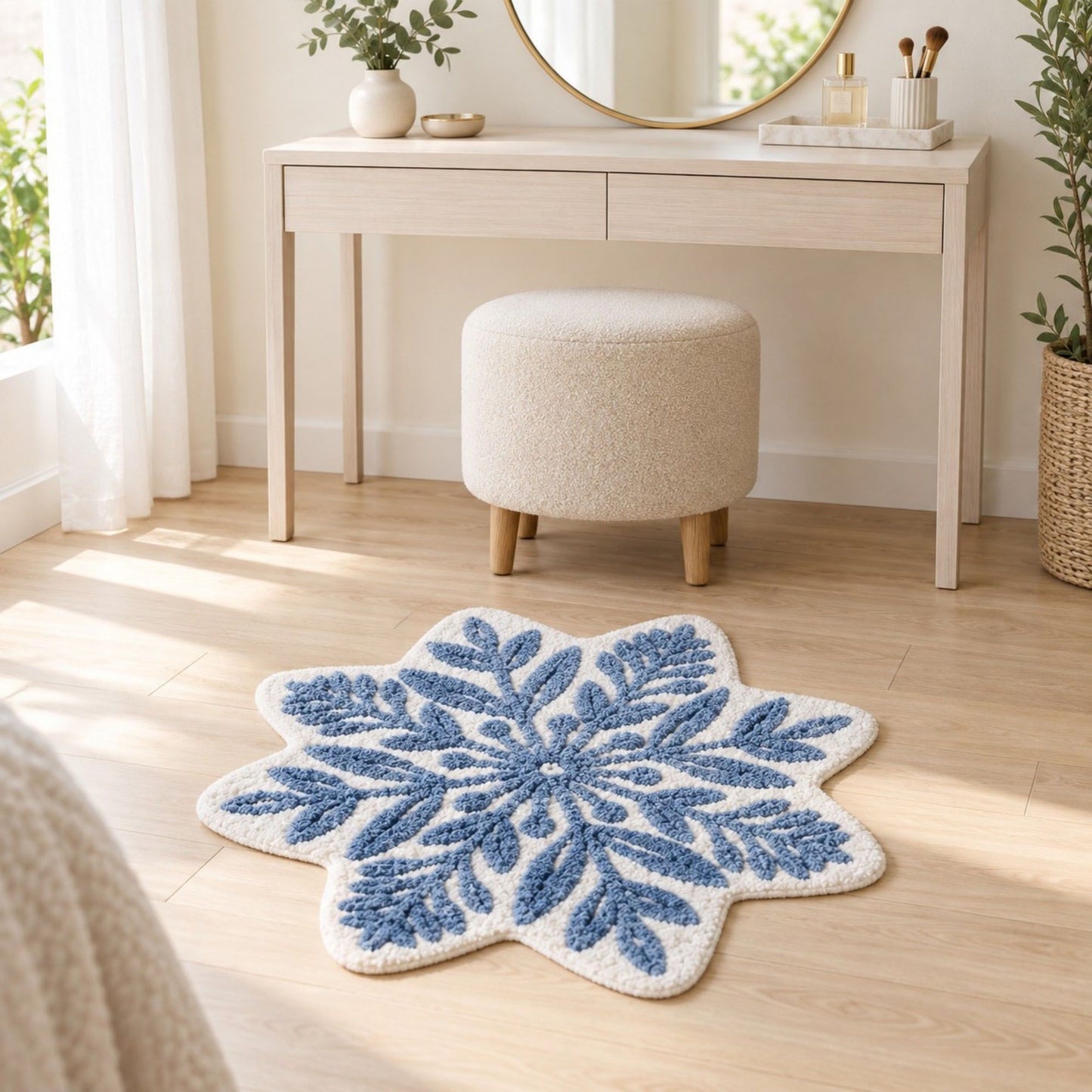 31.5 Inch Floral Tufted Accent Rug Decorative Shaped Area Rug for Bedroom and Entryway