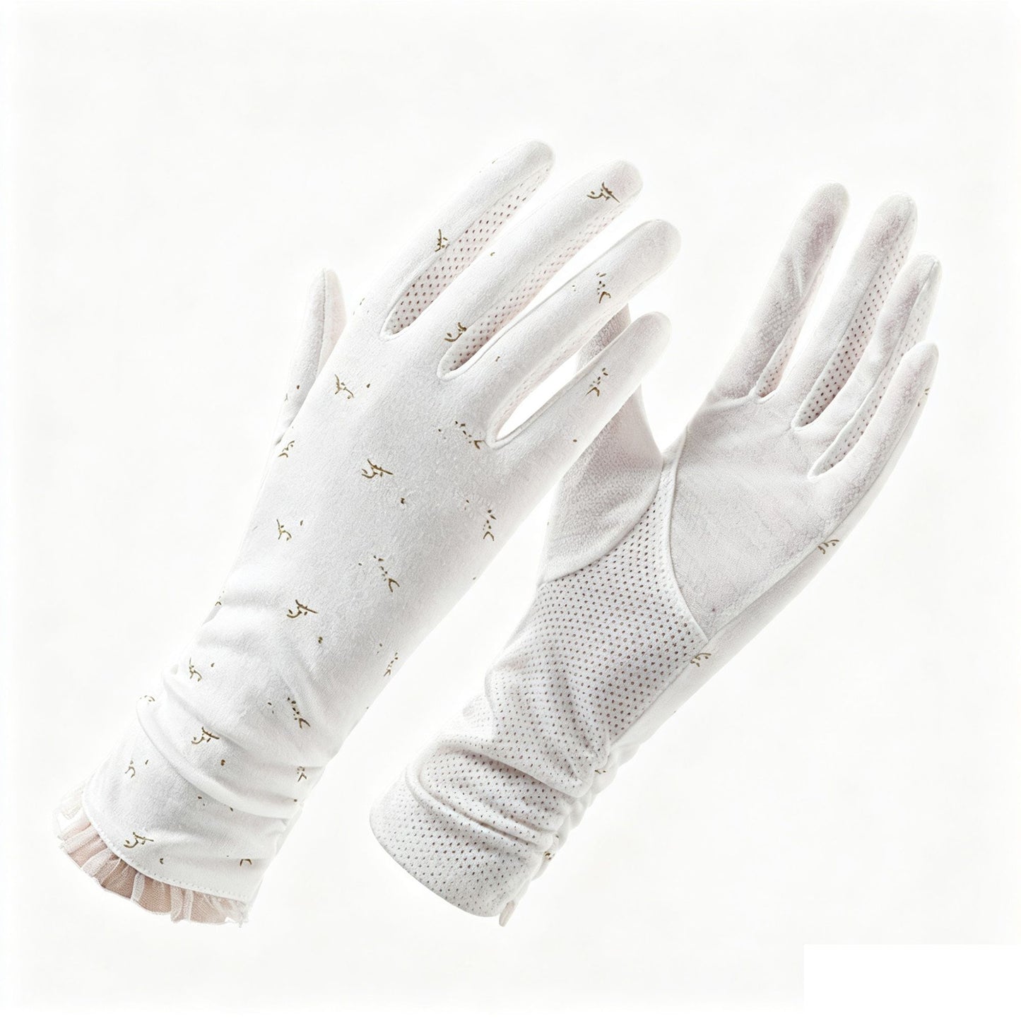 Floral Long Cuff Touchscreen Sun Protection Gloves
