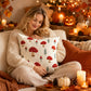 Mushroom Leaf Embroidered Throw Pillow Cover Square Decor