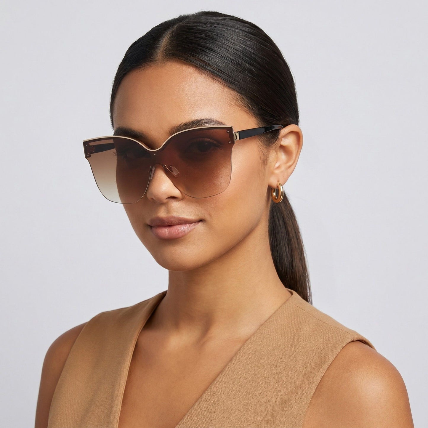 Oversized Rimmed Sunglasses Rounded Frame Elegant Stylish Lightweight Comfortable Fit