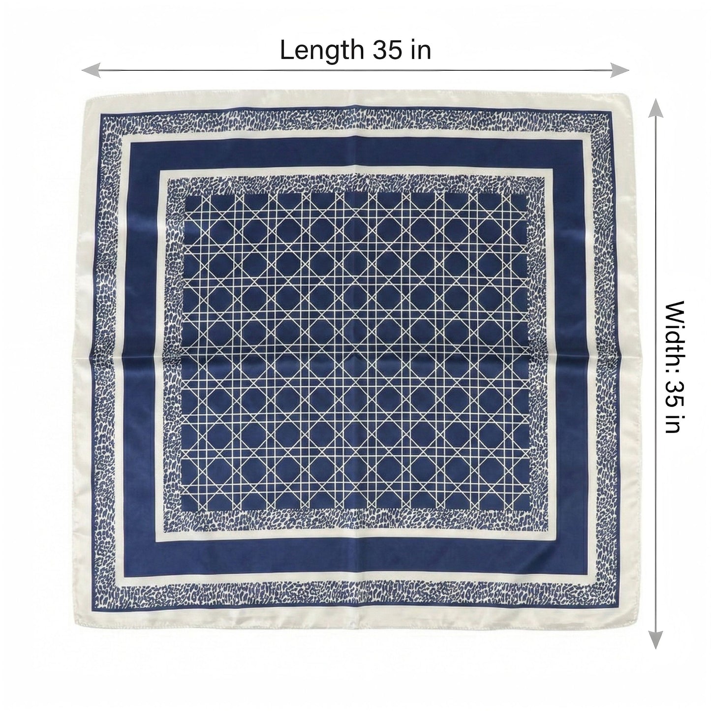 Square Geometric Satin Scarf Silk Feel Head Wrap Bandana 35 Inch