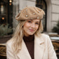 Pearl-Embellished Wool Knit Beret