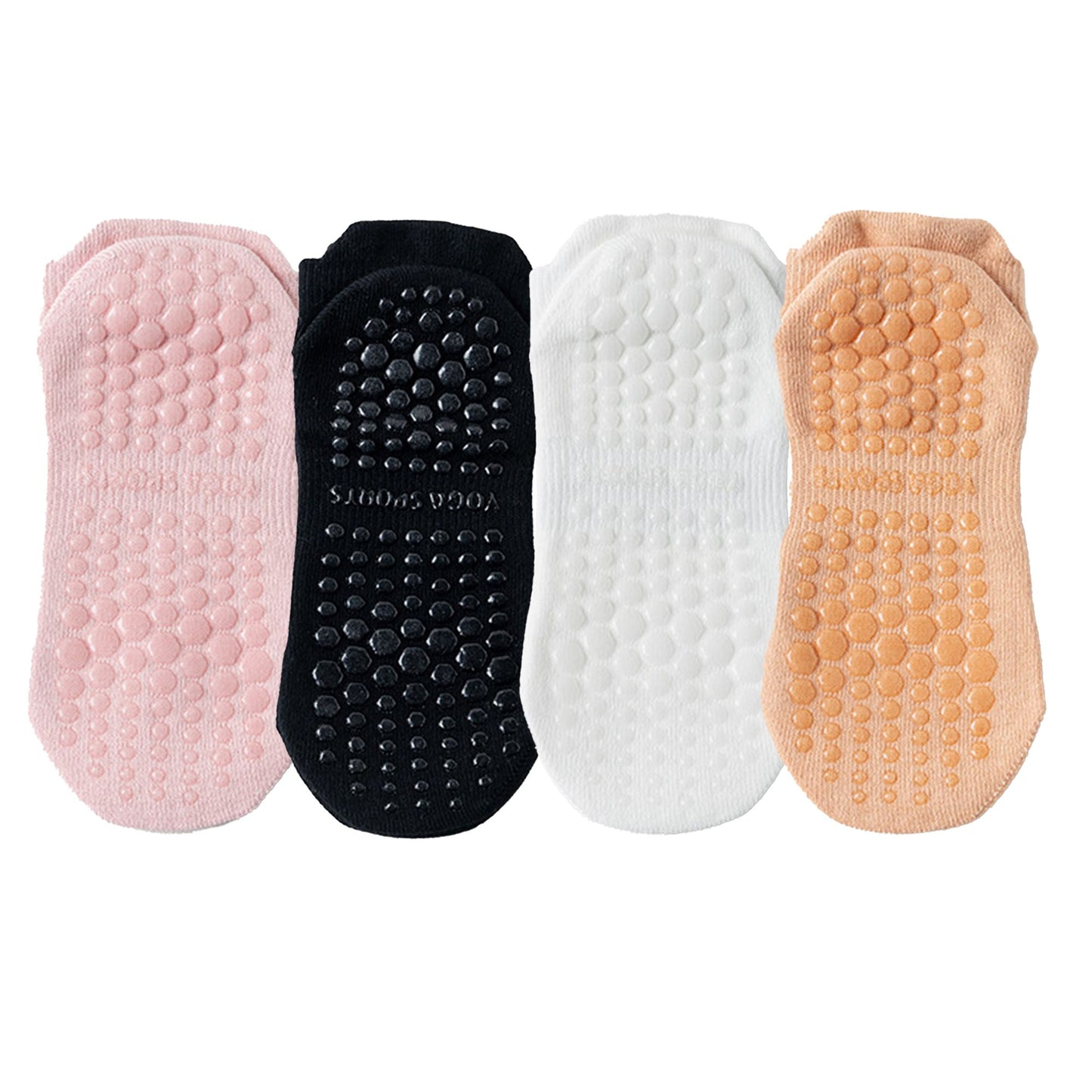 4-Pack Mesh Top Non-Slip Yoga Socks with Full Sole Grips and Breathable Lightweight Fabric