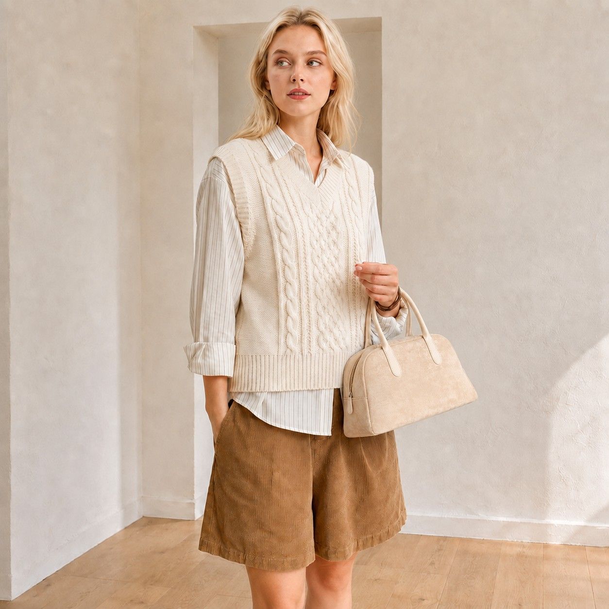 Faux Suede Satchel Bag with Double Handles Zip Closure and Interior Pockets