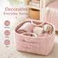 Quilted Floral Storage Caddy with Handles for Dorm Bathroom Vanity and Laundry Room