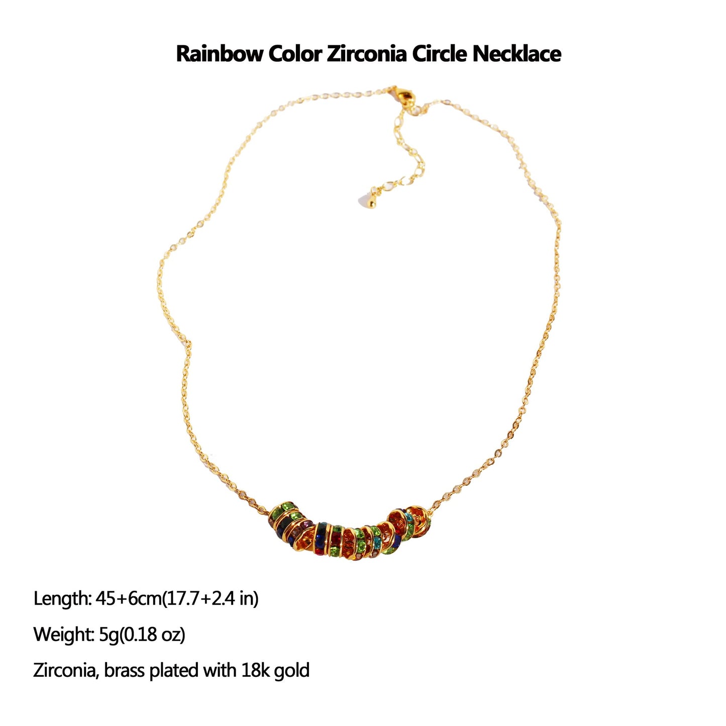 Women's Rainbow Zirconia Circle Necklace