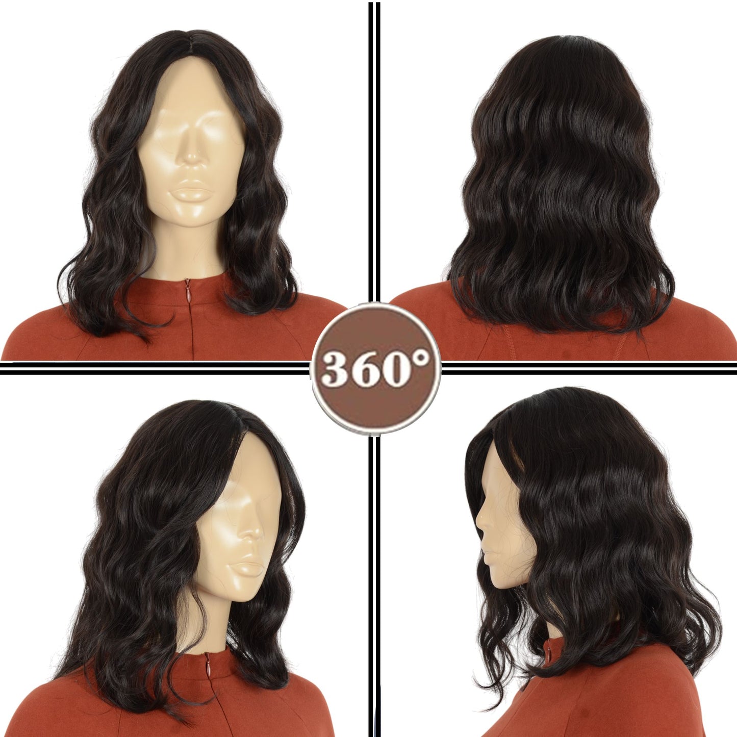 Natural Wavy Bob Wig with Curtain Bangs Synthetic Short Curly Bob