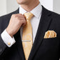 Men's Floral Print Tie Gift Set with Matching Pocket Square Cufflinks and Silver Tie Clip