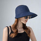 Roll Up Wide Brim Visor Sun Hat with Ponytail Hole and UV Protection Lightweight Packable Foldable Summer Cap
