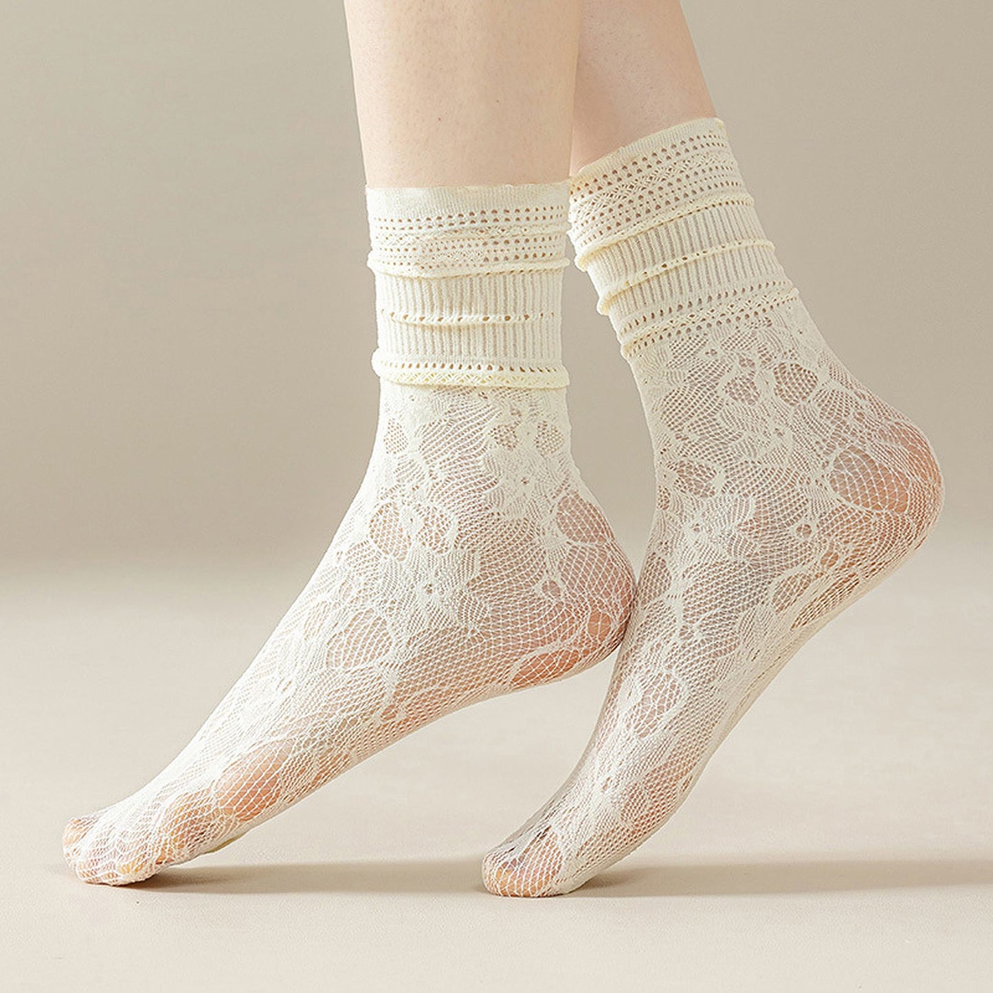 Lace Ankle Socks with Ruffle Cuff 6pk