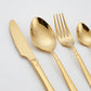 24 Piece Flatware Set Gold Tone Stainless Steel Cutlery Set Service for 6 Mirror Finish Utensil Set with Gift Storage Box