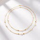 Women's Layered Pearl Beaded Necklace with Gold Filigree Accents 31.5in/39.5in