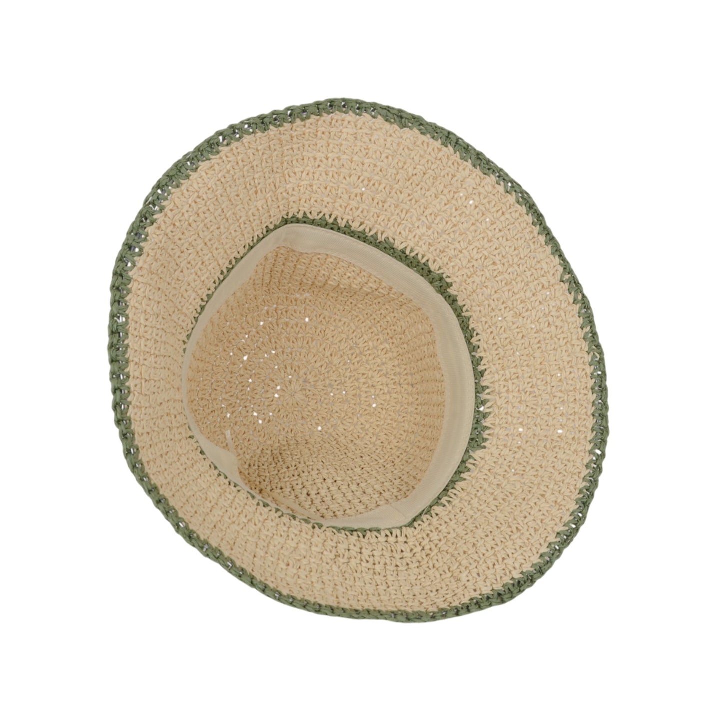 Packable Crochet Straw Bucket Hat with Two-Tone Design Lightweight Summer Sun Hat for Beach Travel Hiking Outdoor Use