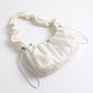 Floral Embroidered Ruched Shoulder Bag with Drawstring Closure 11x8.3x3in