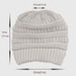 Ponytail Beanie Hats - Acrylic Knit Stretchable Messy Bun Skull Cap for Winter & Casual Wear