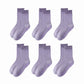 6 Pair Non-Slip Crew Socks with Contrast Ribbed Cuffs