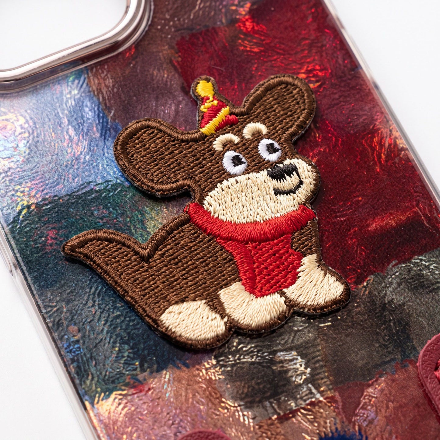Dog Patch Phone Case Wrist Strap Set Puppy Charm Tassel Decorative Cover