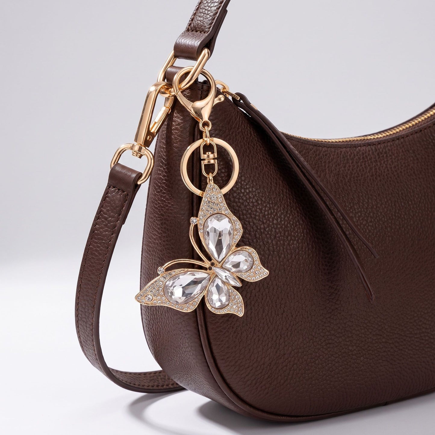 2pc Butterfly Rhinestone Keychain Bag Charm with Lobster Clasp