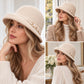 Floral Pearl Accent Cloche Hat Adjustable Brim Dress Hat