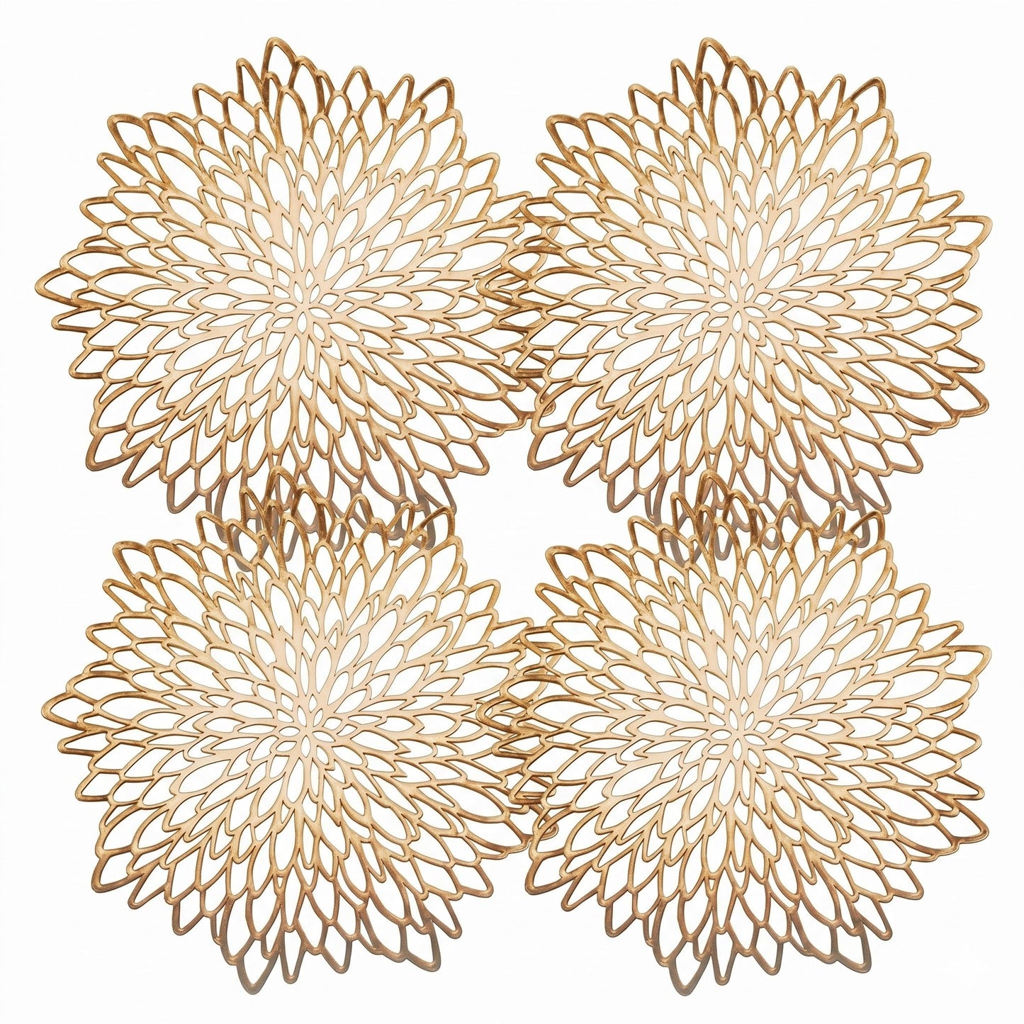 4 Piece Set Round Floral Cutout PVC Placemats Heat Resistant Decorative Table Mats