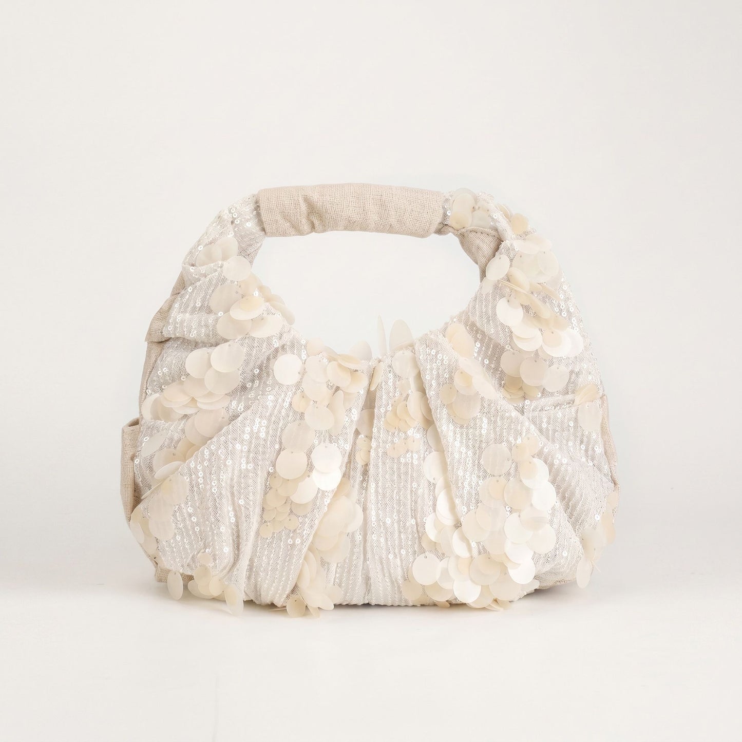 Sequin Hobo Shoulder Bag with Oversized Paillette Details Padded Handle