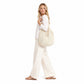 Crochet Knit Tote Bag Openwork Shoulder Bag with Heart Inspired Detail