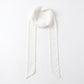 Sheer Skinny Scarf with Flocked Dot Texture and Long Neck Tie Design